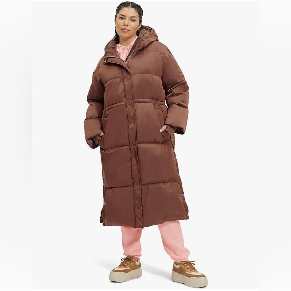 NWT UGG Keeley Long Puffer Coat Dark Chestnut Medium 1131539 Winter Jacket WOW